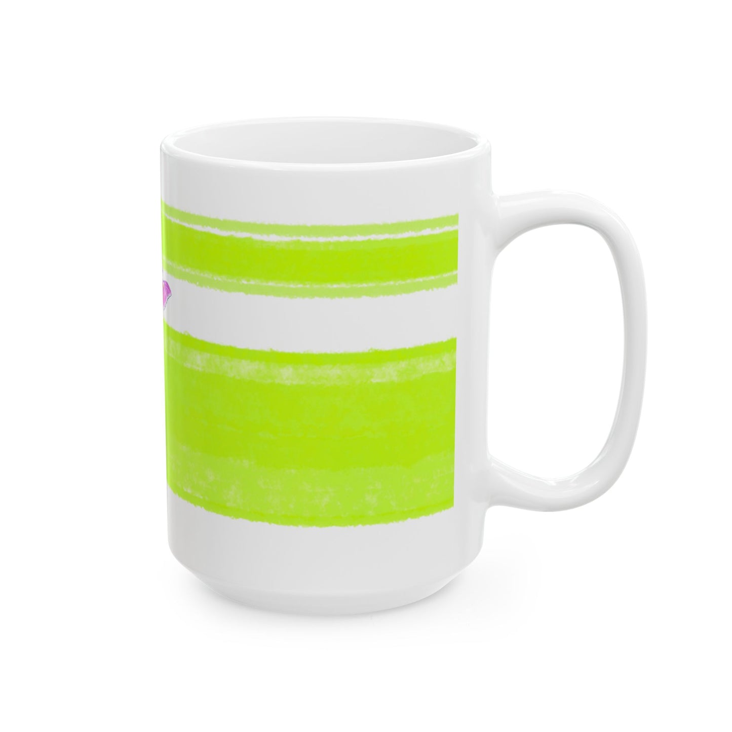 Mega Stripe Dogi Butterfly Flutter Ceramic Mug, (11oz, 15oz), Lime Shih Tzu