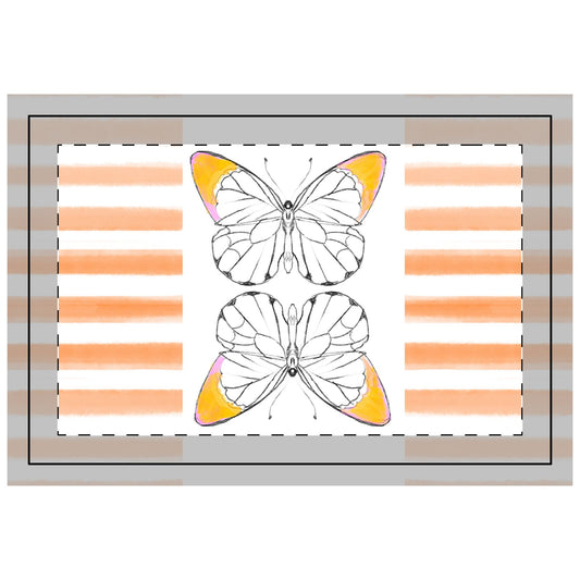Butterfly Chroma Stripes, Poly Quilted Placemat, Orange, Fabric Background Bright White