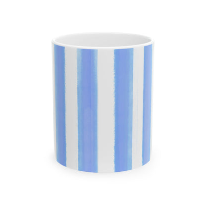 Watercolor Stripe Ceramic Mug in Periwinkle, 11oz