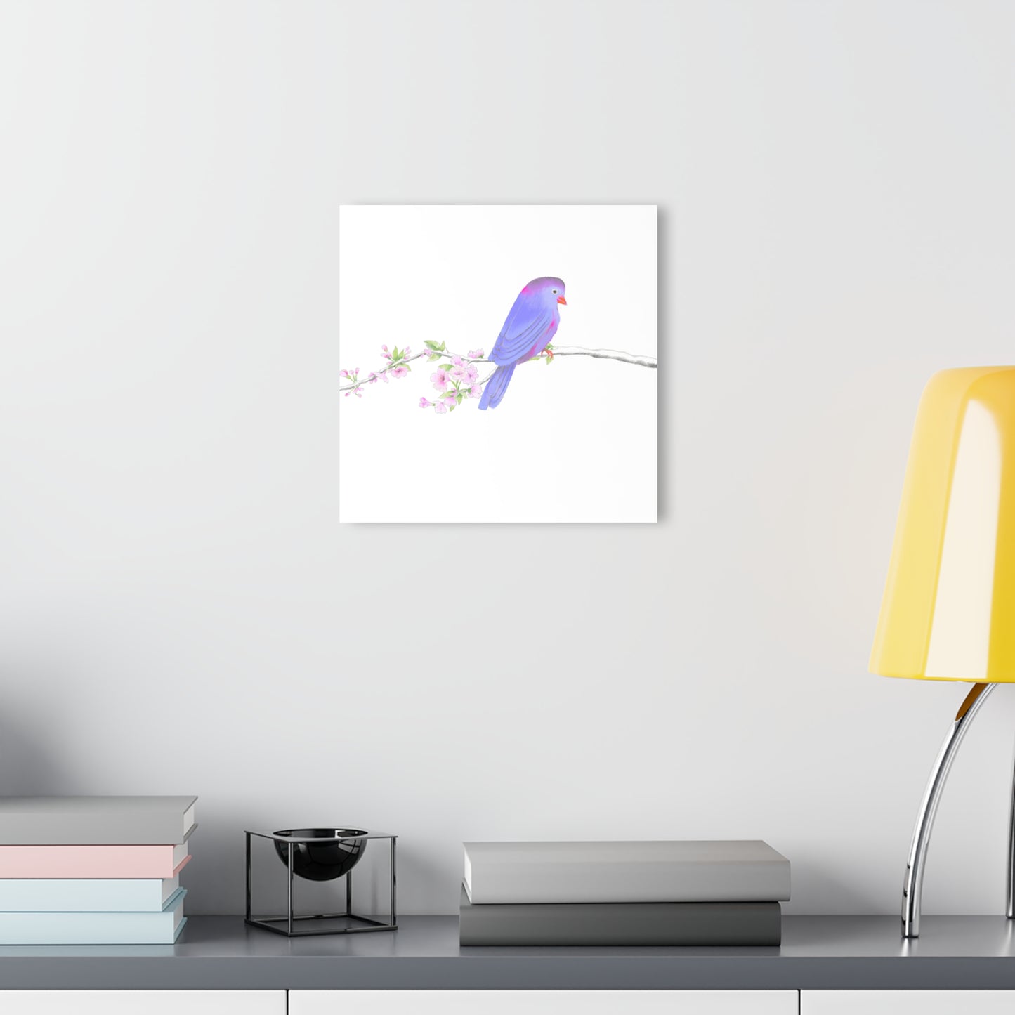 Jolly Birds Acrylic Prints (French Cleat Hanging) periwinkle