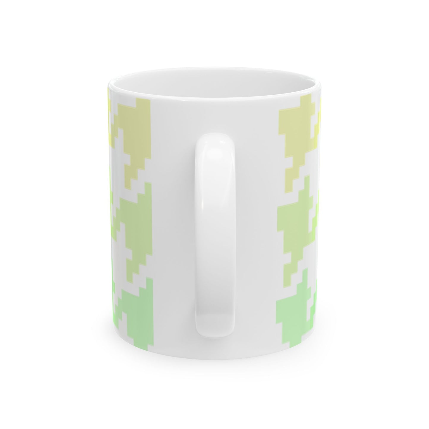 Houndstooth Fun in Green and Yellow Ceramic Mug, 11oz