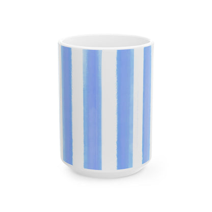 Watercolor Stripes Ceramic Mug Periwinkle