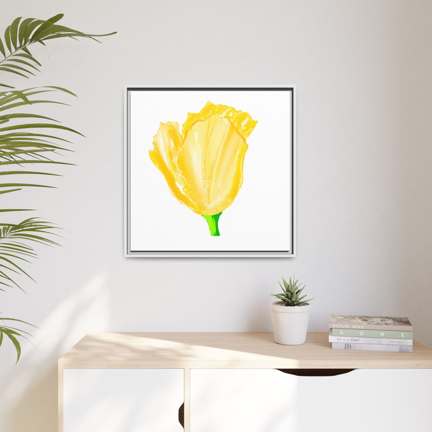 Dancing Tulips Matte Canvas, Framed Yellow