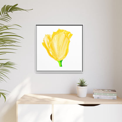 Dancing Tulips Matte Canvas, Framed Yellow