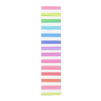 Watercolor Stripe Table Runner, Multi color 16" x72"