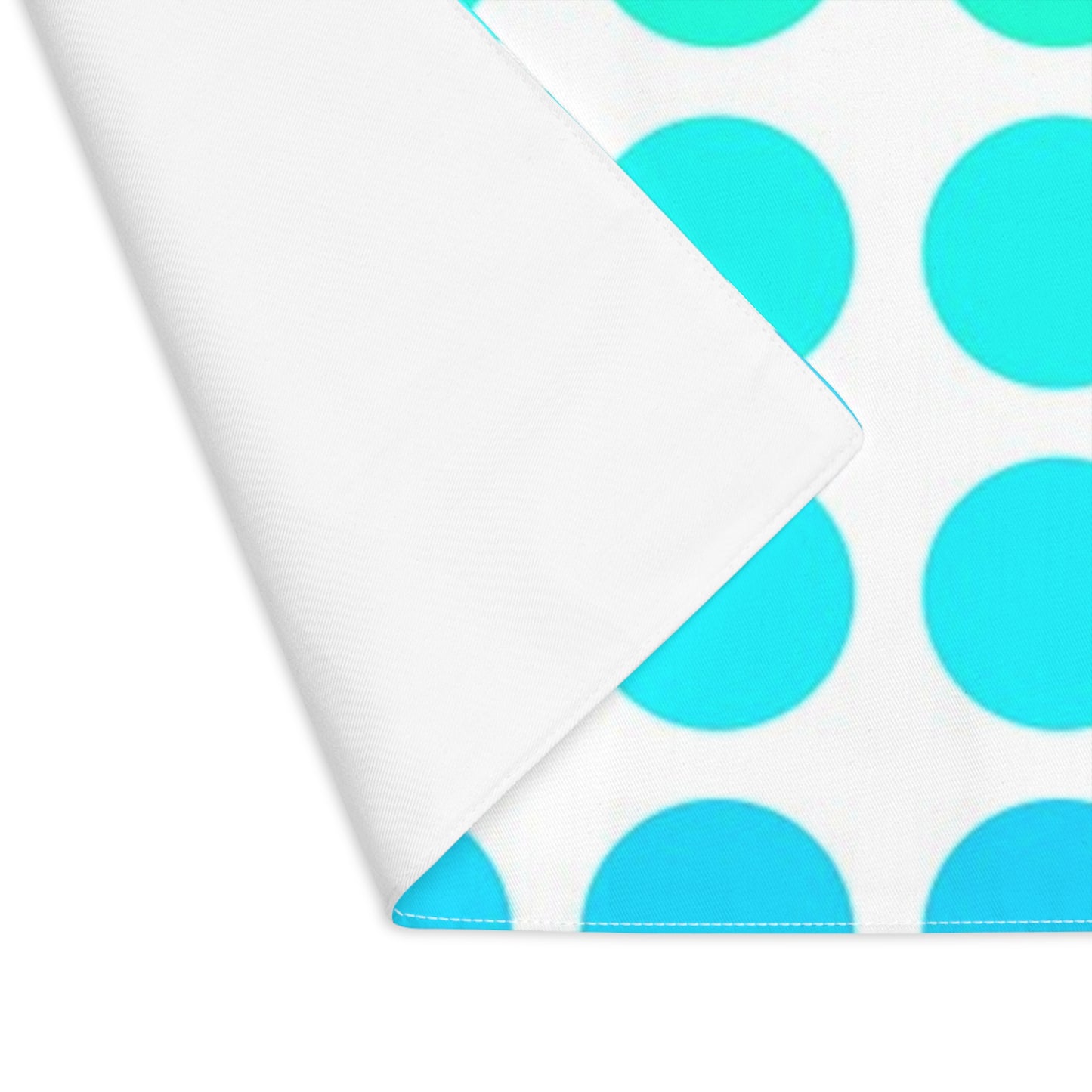 Polka Dot Joy Cotton Twill Placemat, Aqua/Blue, Creamy White Fabric Background