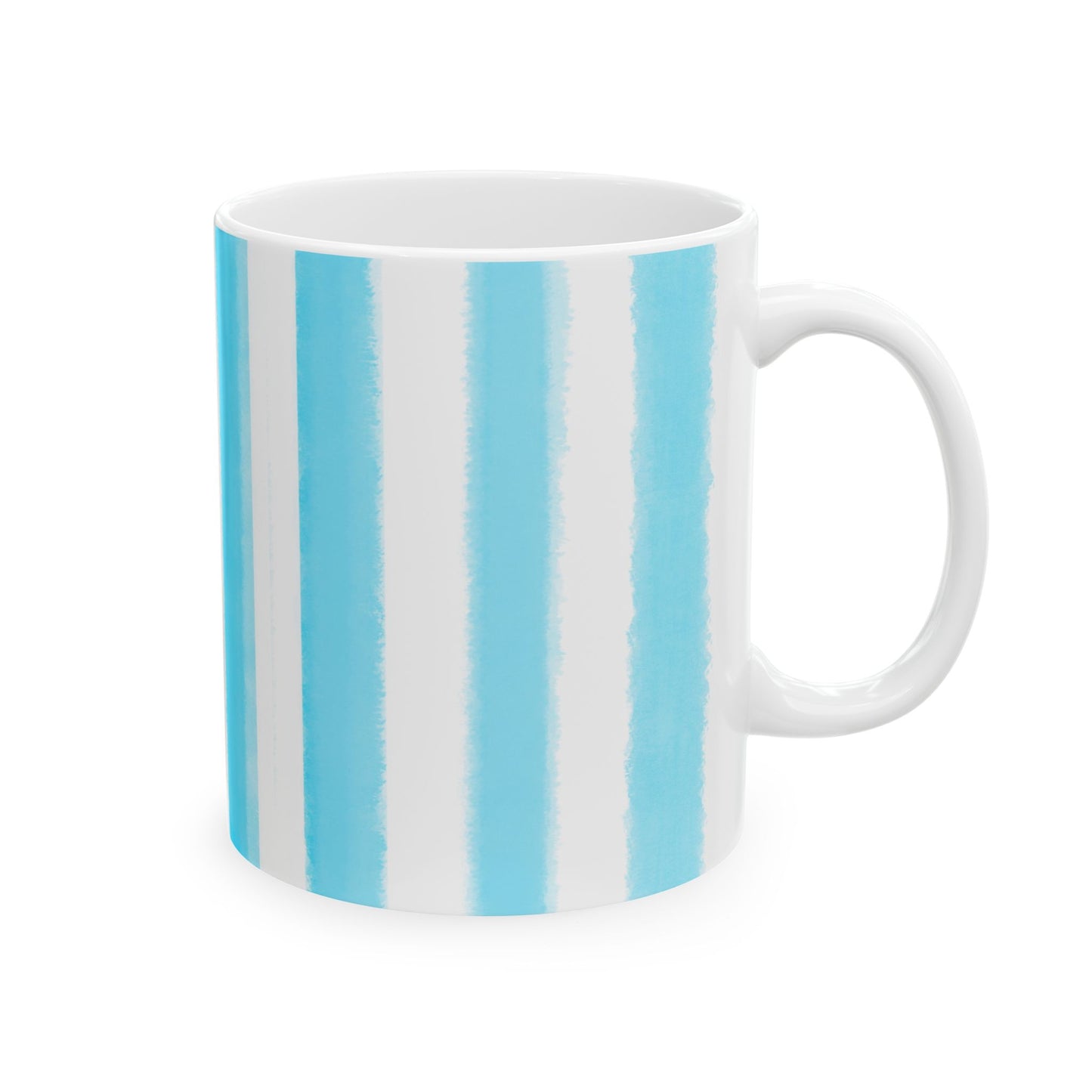Watercolor Stripes Ceramic Mug Aqua