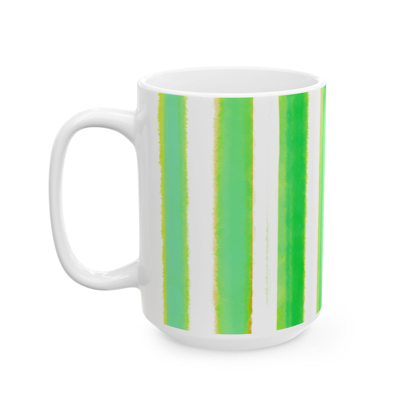 WatercolorStripes Ceramic Mug Dark Green