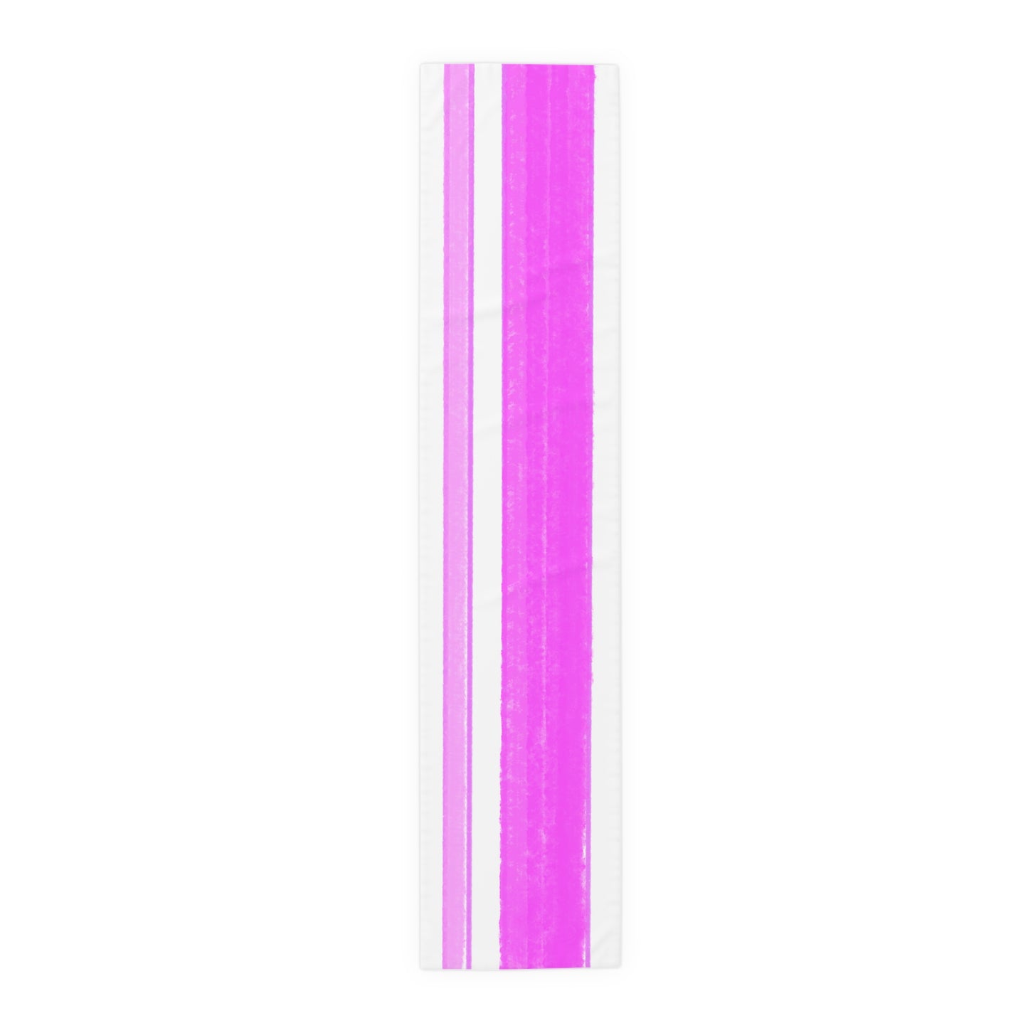 Mega Stripe Table Runner (Cotton Creamy white , Poly Bright White) Bright Pink