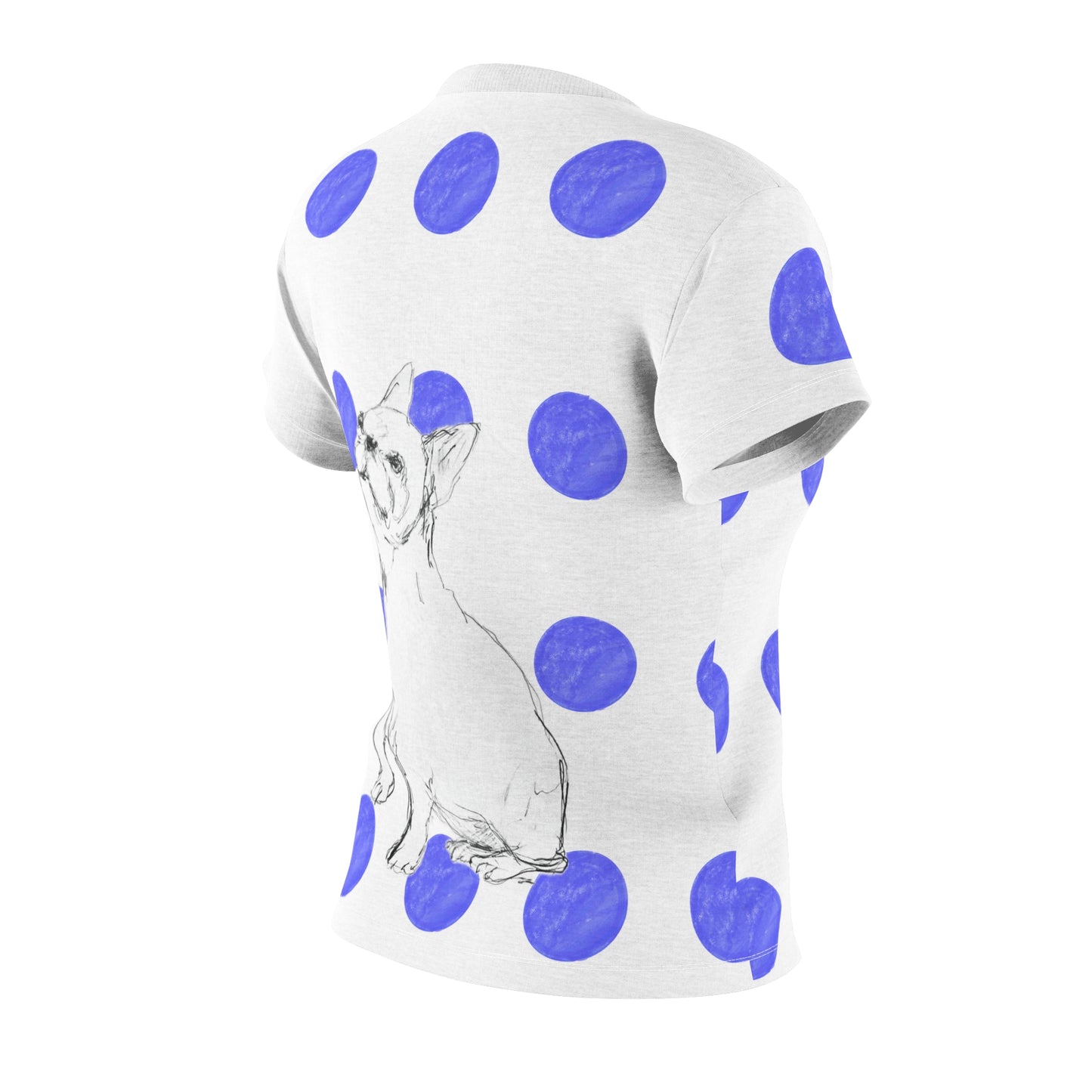 Dogi Fun Women's Tee shirt White with Blue Polka Dots, Lab Puppy