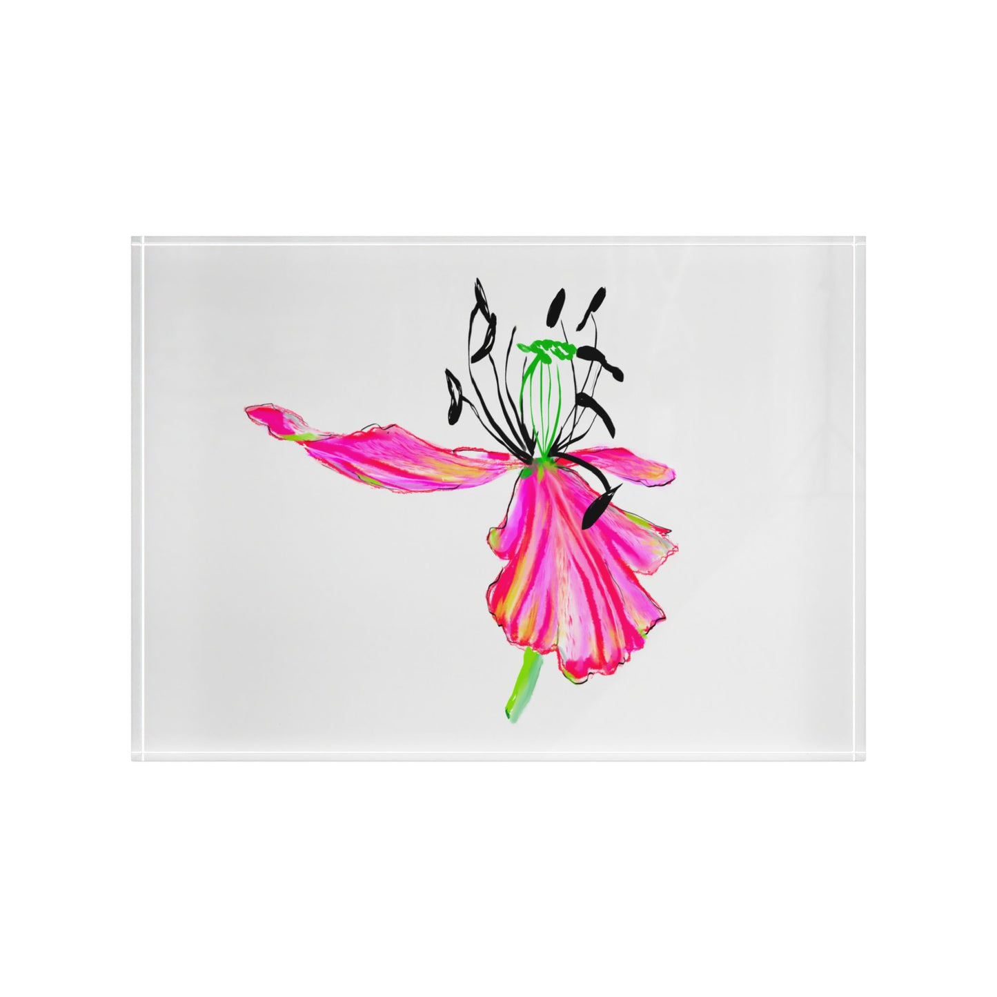 Dancing Tulips Acrylic Art Block Red Orange