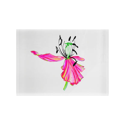 Dancing Tulips Acrylic Art Block Red Orange