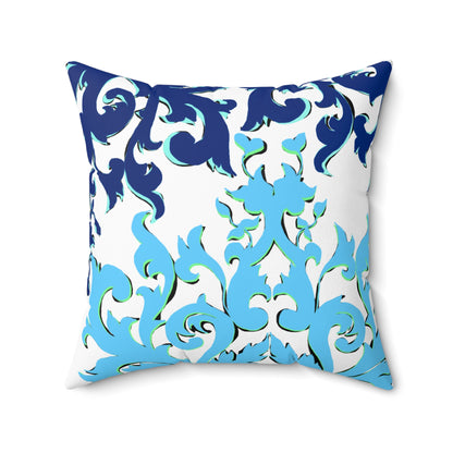 Scrollwork Polyester Square Pillow "A cheerful heart..."