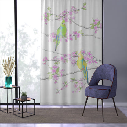 Window Treatments Sheer Curtain C Cherry Blossoms & Jolly Birds