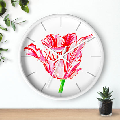 Tulip Love Wall Clock Red Tulip