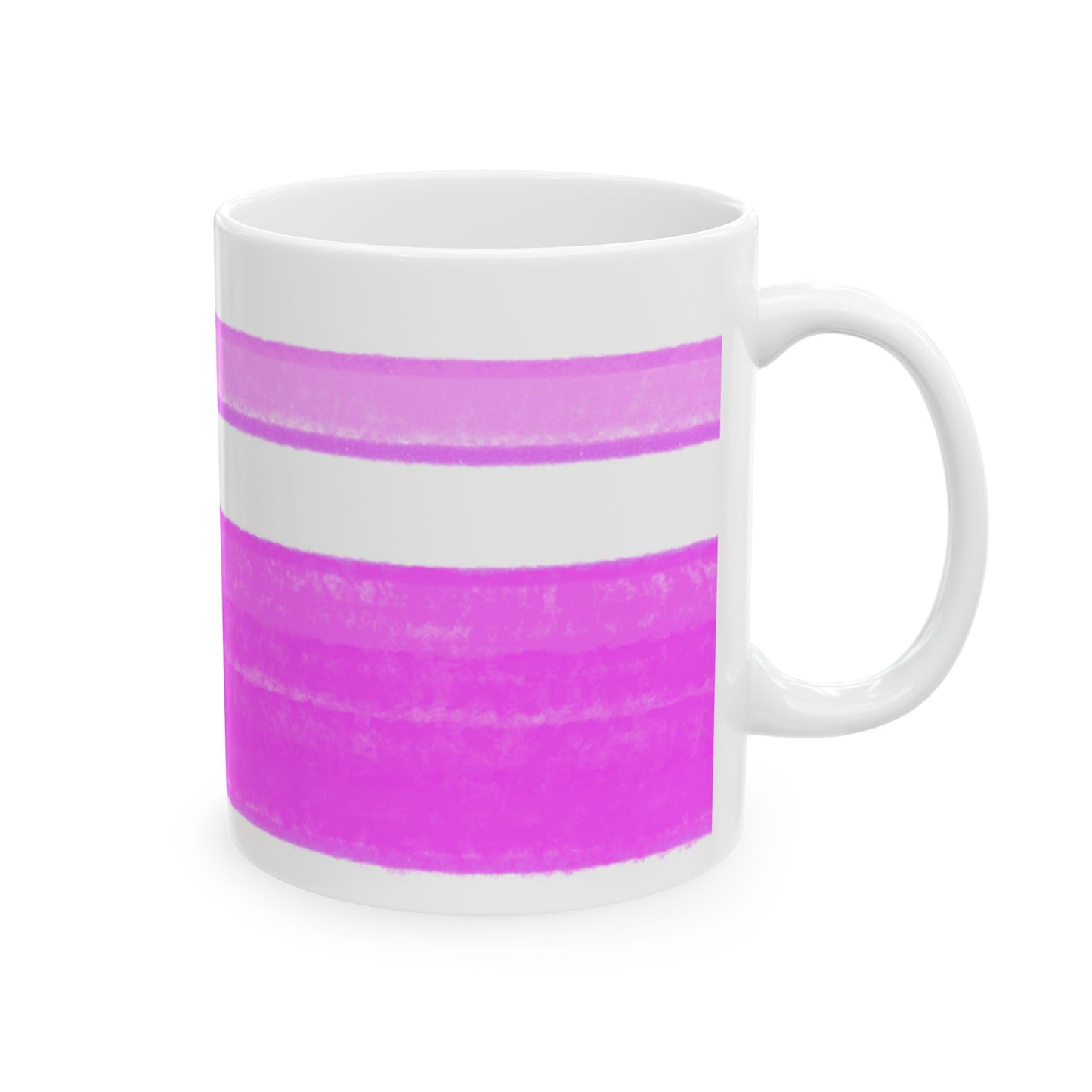 Mega Stripe Kitty Butterfly Flutter Ceramic Mug Purplish Pink