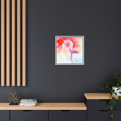 Zinnia Color Splash Matte Canvas Red Framed
