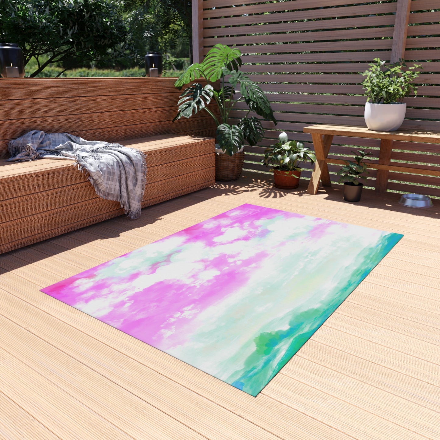 Joyful Landscapes Indoor/Outdoor Rug, Pink, Non-Slip