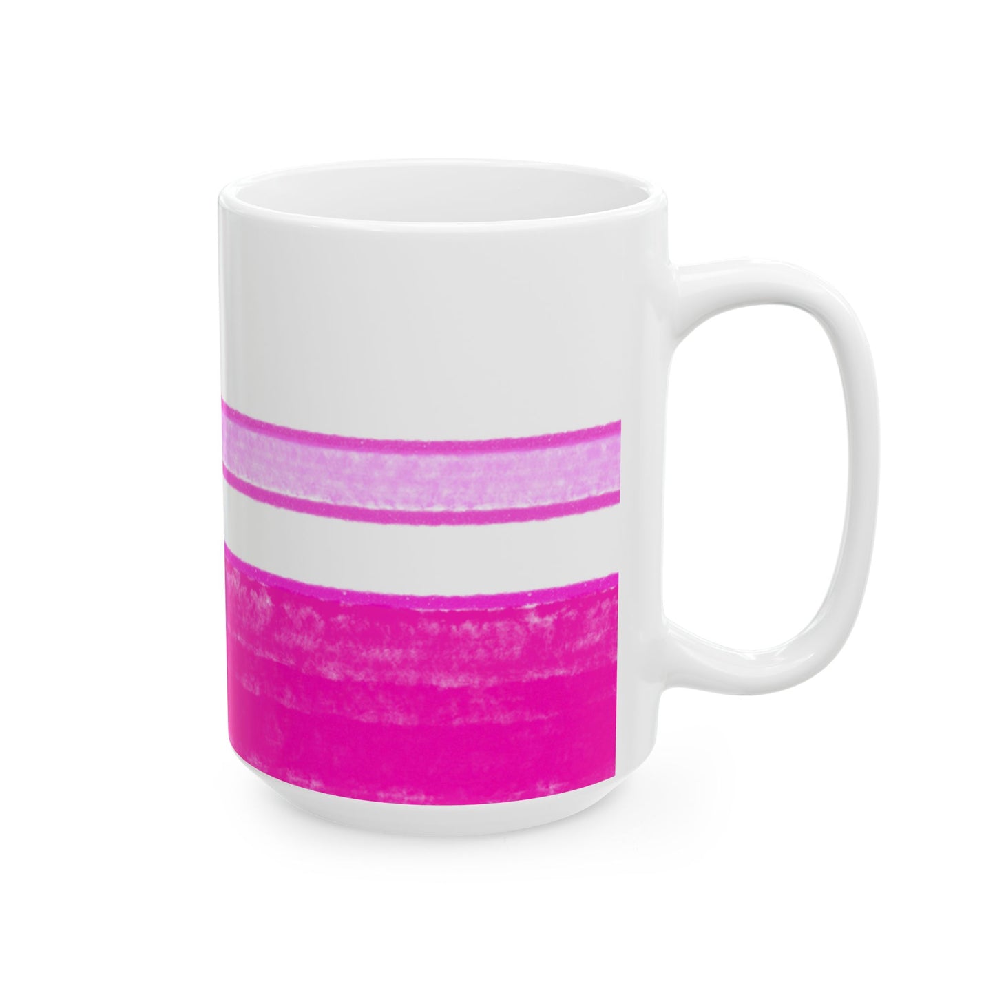 Mega Stripe Kitty Butterfly Flutter Ceramic Mug Raspberry Pink
