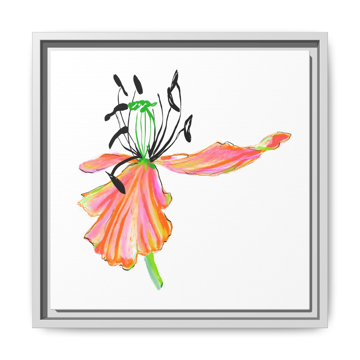 Dancing Tulips Matte Canvas, Framed (Multi-color) Orange