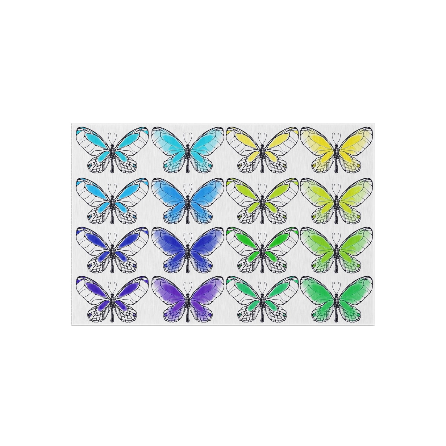 Indoor/Outdoor Rug Watercolor Butterflies 48"x 72"