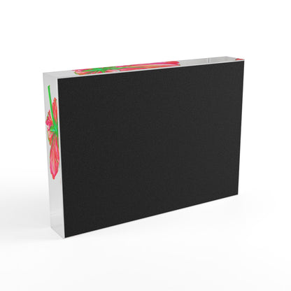 Dancing Tulips Acrylic Art Block Red Orange