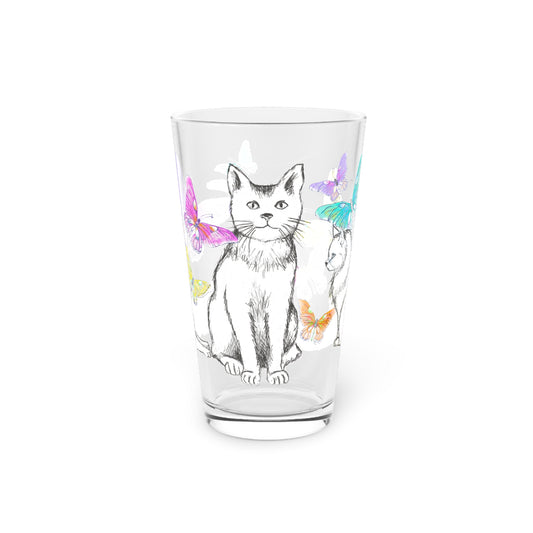 Kitty Flutter Pint Glass, 16oz