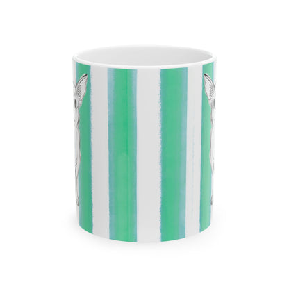 Dogi Fun Mug  with Aqua Green Stripes