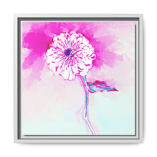 Zinnia Color Splash Matte Canvas Bright Raspberry Framed