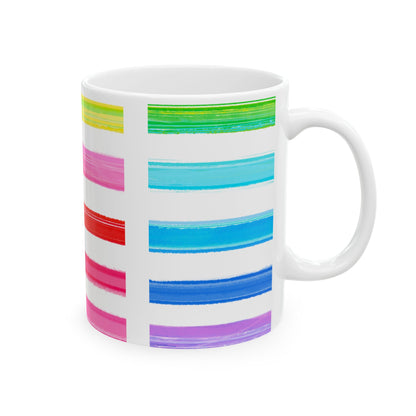 Mugs Watercolor Stripes Crayon Box Ceramic  Multi-color