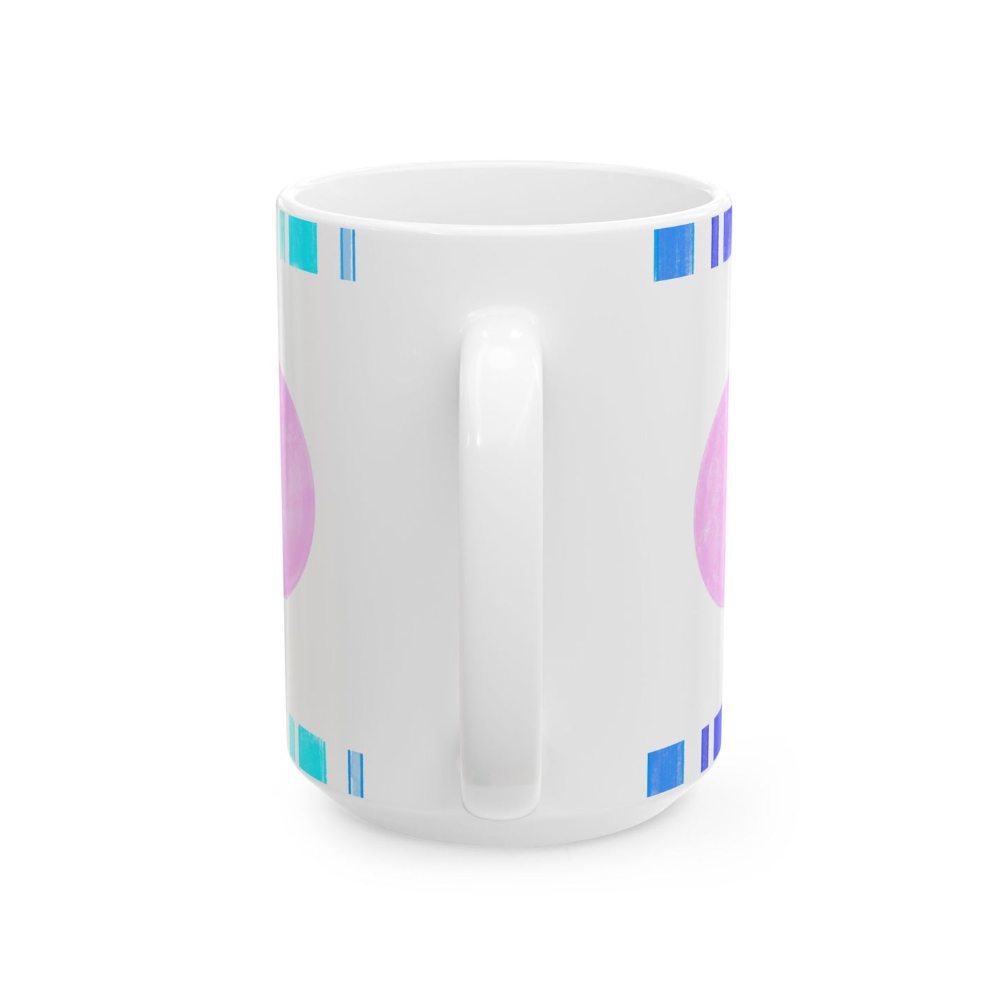 Mega Dot & Stripes Light Pink Ceramic Mug, (11oz, 15oz)