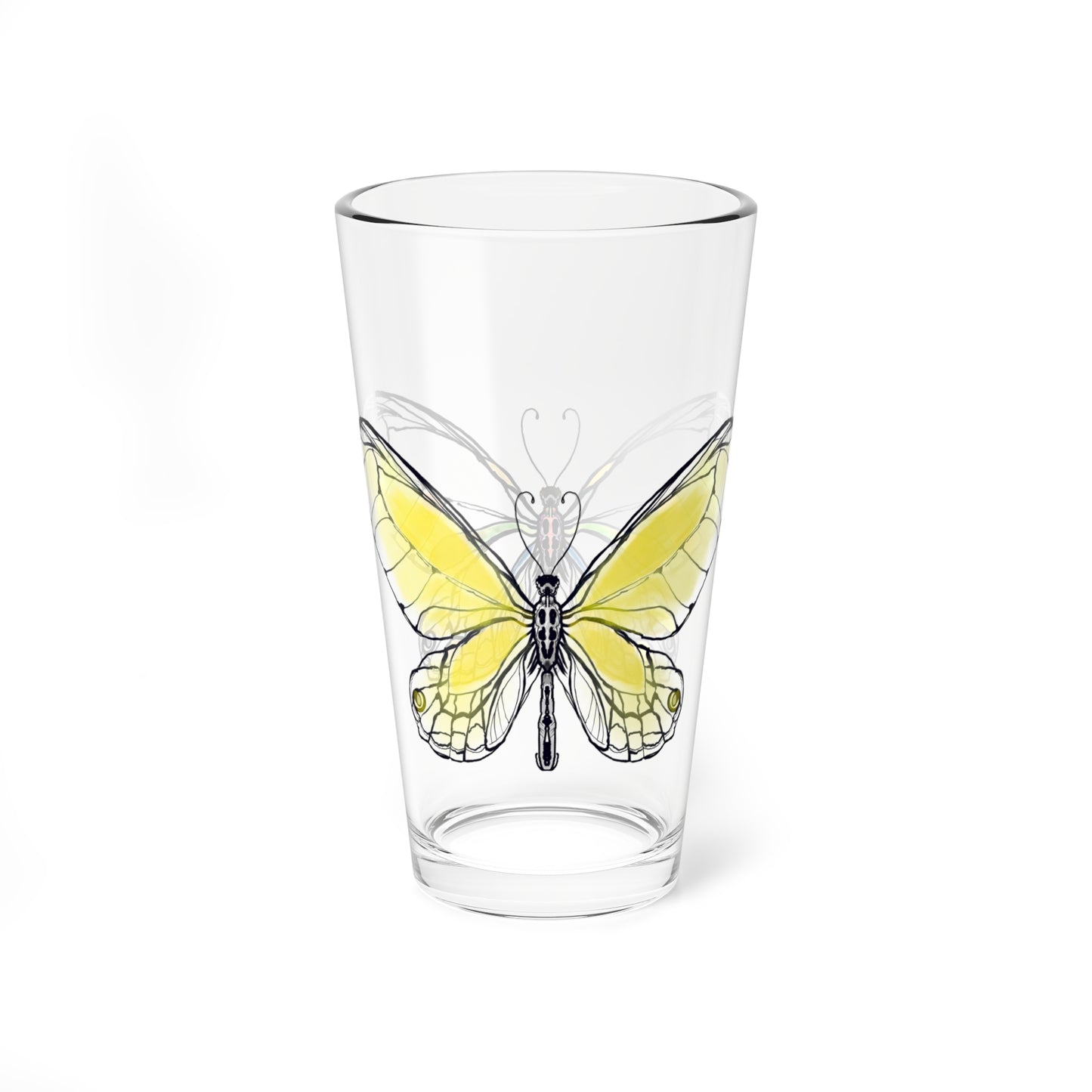 Mixing Glass, 16oz Butterfly Colorful Watercolor