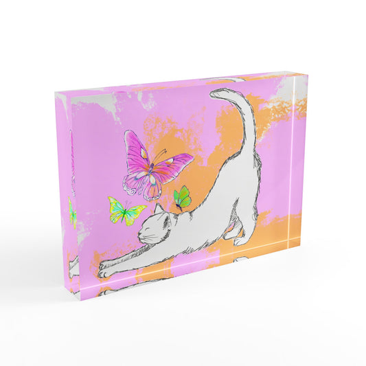 Kitty Flutter Acrylic Block