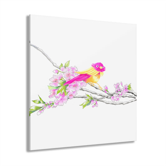 Jolly Birds Acrylic Prints (French Cleat Hanging) raspberry