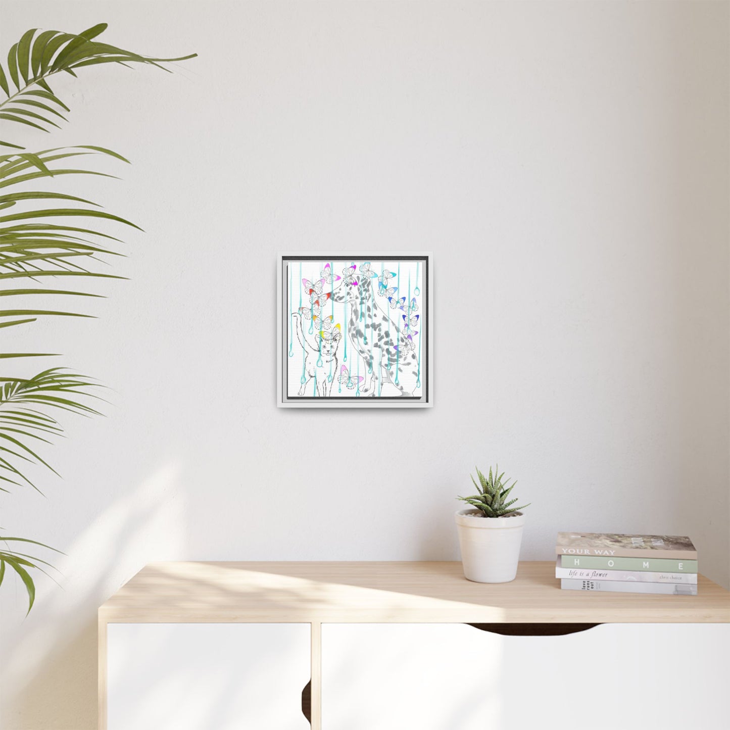 Butterfly Chroma Rain and Shine Matte Canvas, Framed (White)