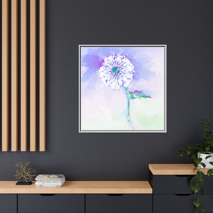 Zinnia Color Splash Matte Canvas Periwinkle Framed