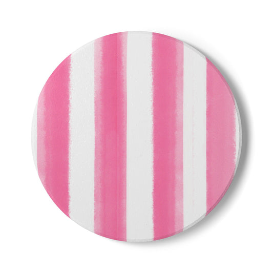 Watercolor Stripe Ceramic Coaster, Pink