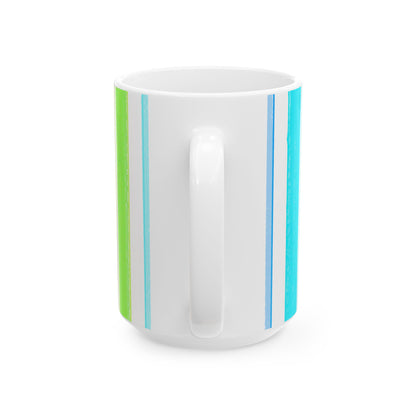 Butterfly Flutterstripe Ceramic Mug, Pink, Green, Aqua ( 2 sizes available 11oz and 15oz)