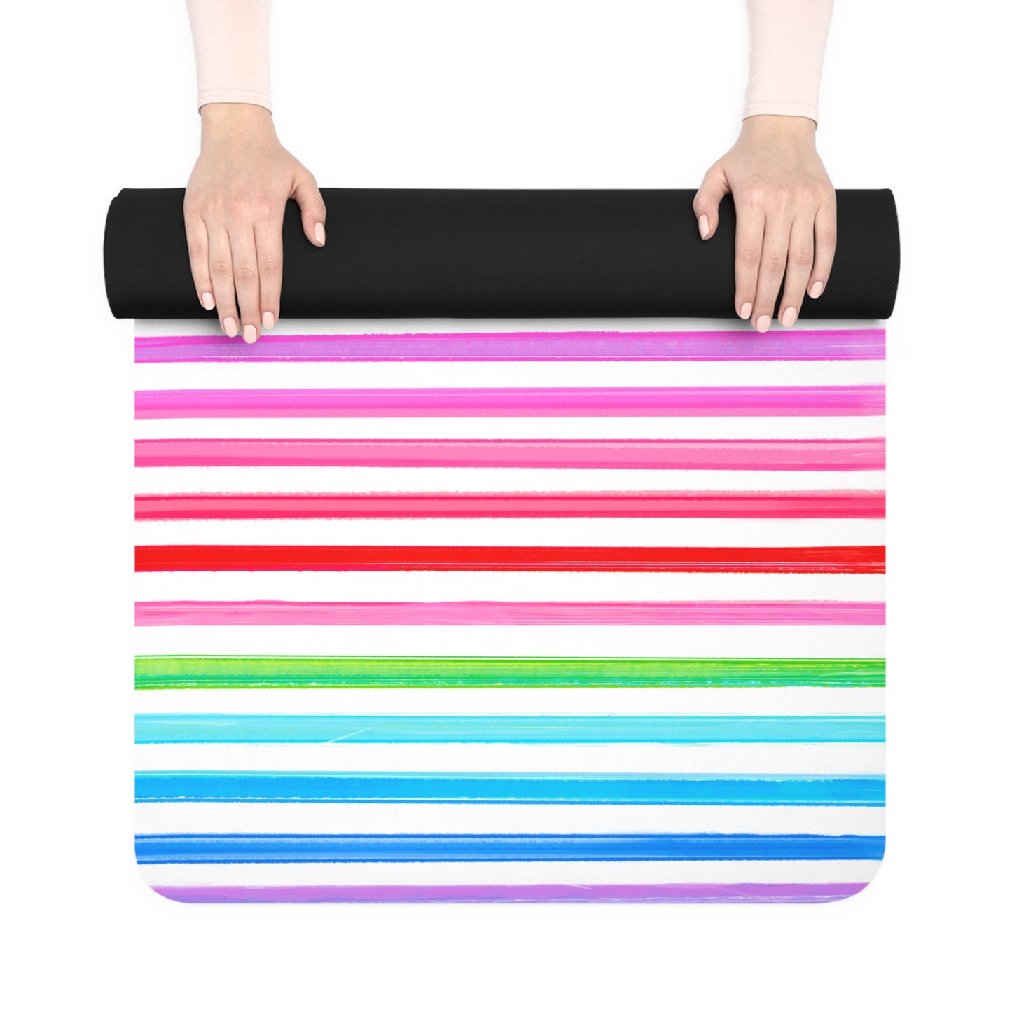 Rubber Yoga Mat All About Watercolor Stripes