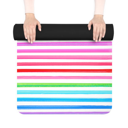 Rubber Yoga Mat All About Watercolor Stripes