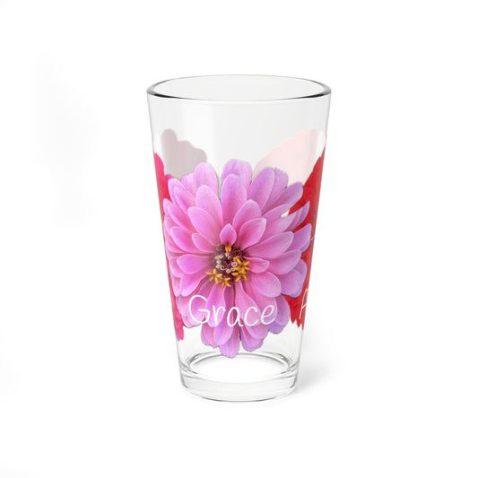Zinnia Pint Glass " By Grace Alone"