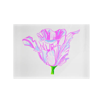 Dancing Tulips Acrylic Art Block Pink