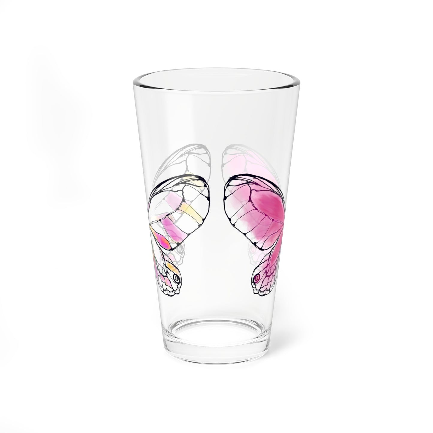 Mixing Glass, 16oz Butterfly Colorful Watercolor