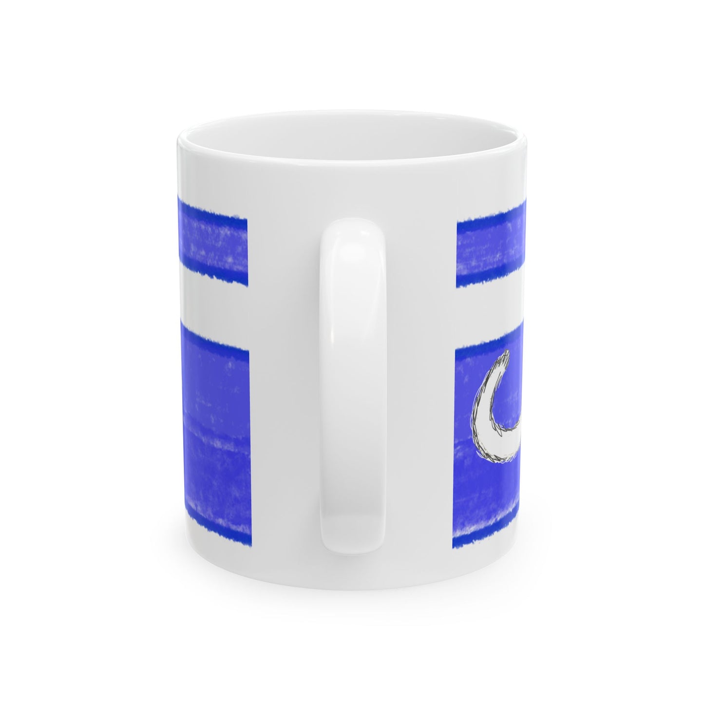 Mega Stripe Kitty Butterfly Flutter Ceramic Mug Ultramarine