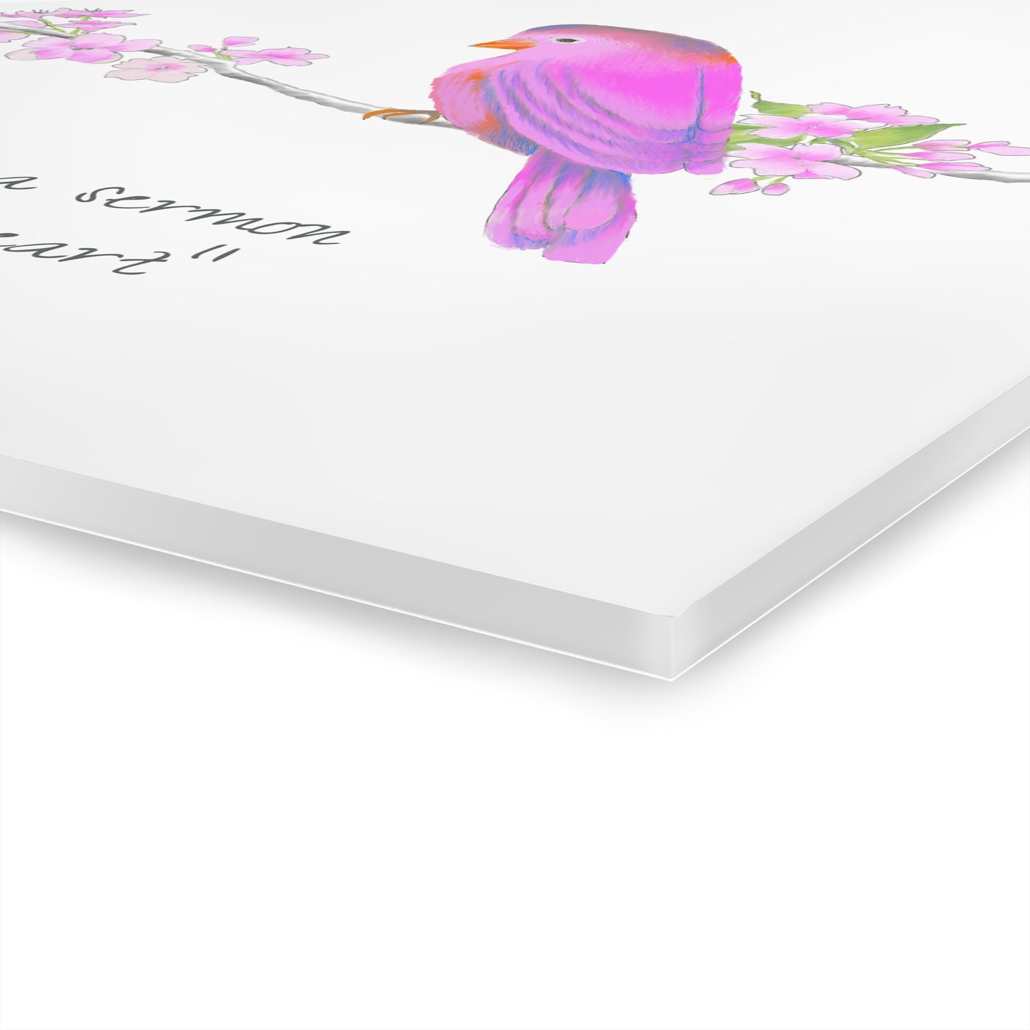 Jolly Birds Acrylic Prints (French Cleat Hanging) Pink "A flower is a sermon..."