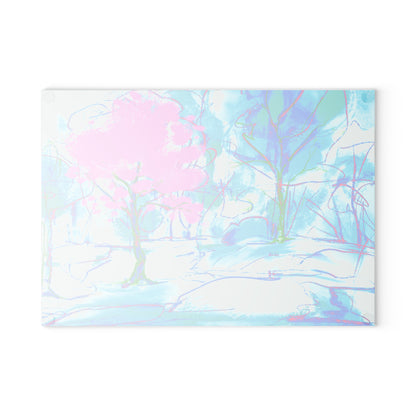 Glass Cutting Board Watercolor Landscape