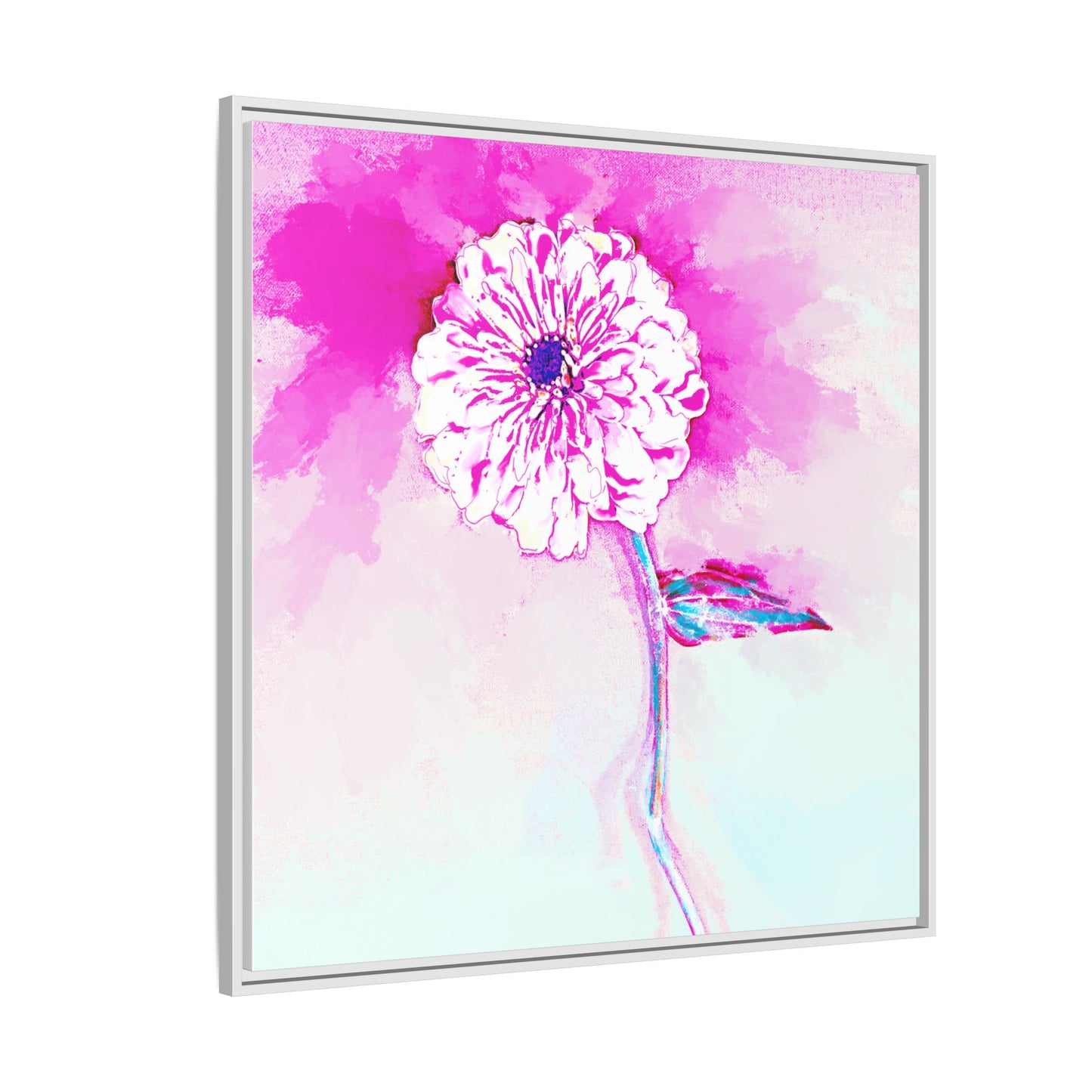 Zinnia Color Splash Matte Canvas Bright Raspberry Framed