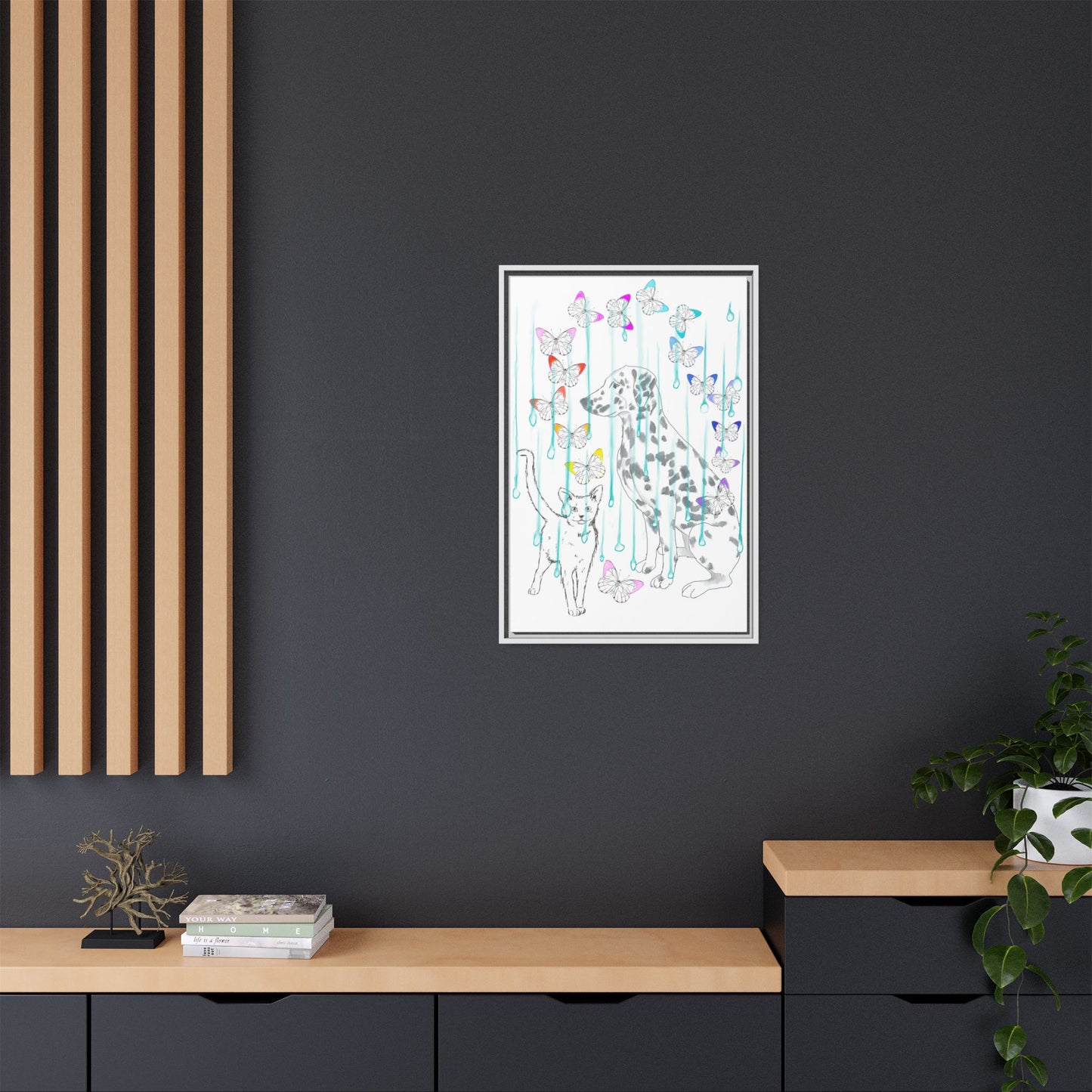 Butterfly Chroma Rain and Shine Matte Canvas, Framed (White)