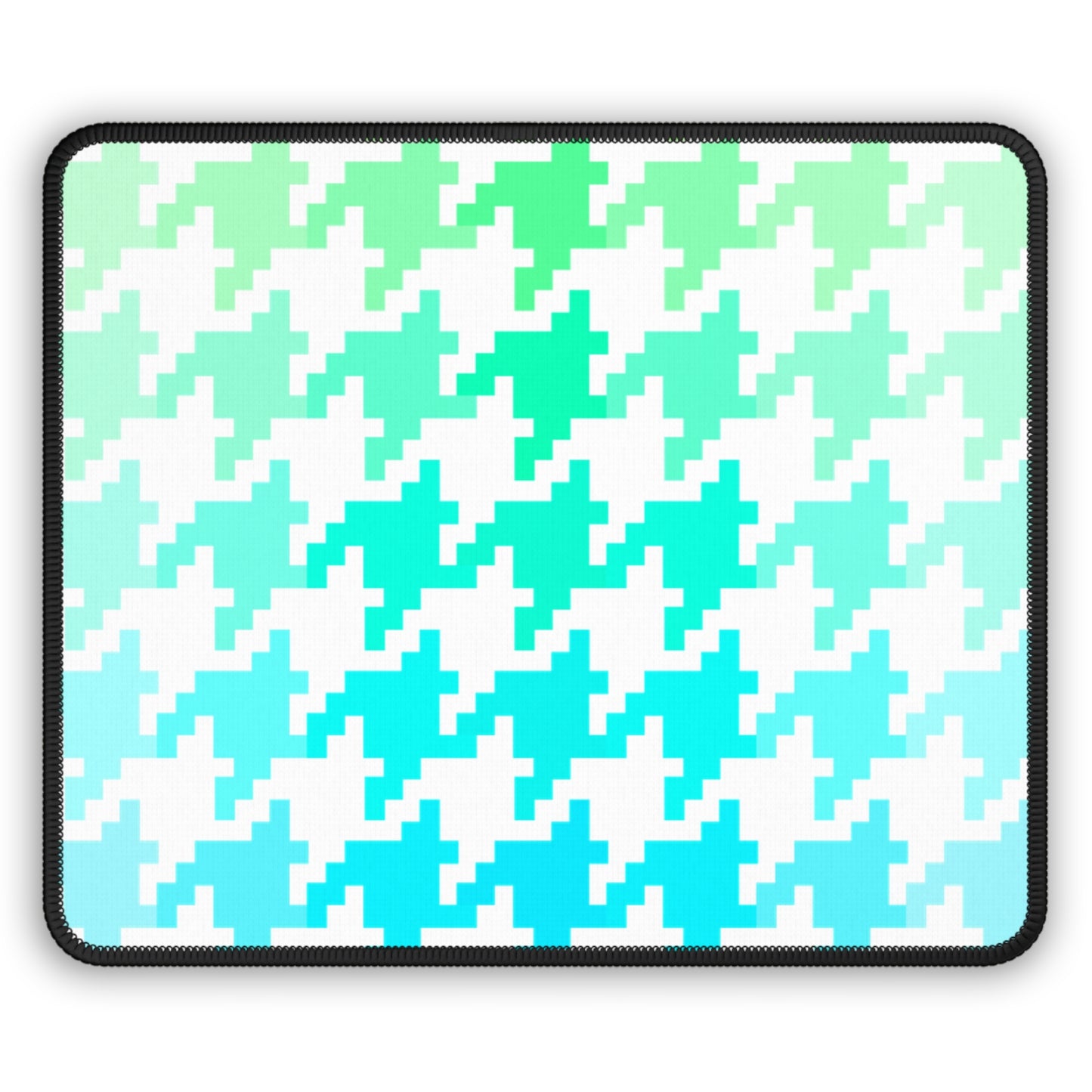 Houndstooth Fun Aqua and Green  Gaming Mouse Pad