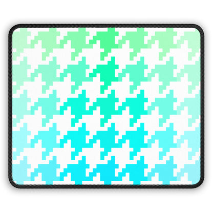 Houndstooth Fun Aqua and Green  Gaming Mouse Pad